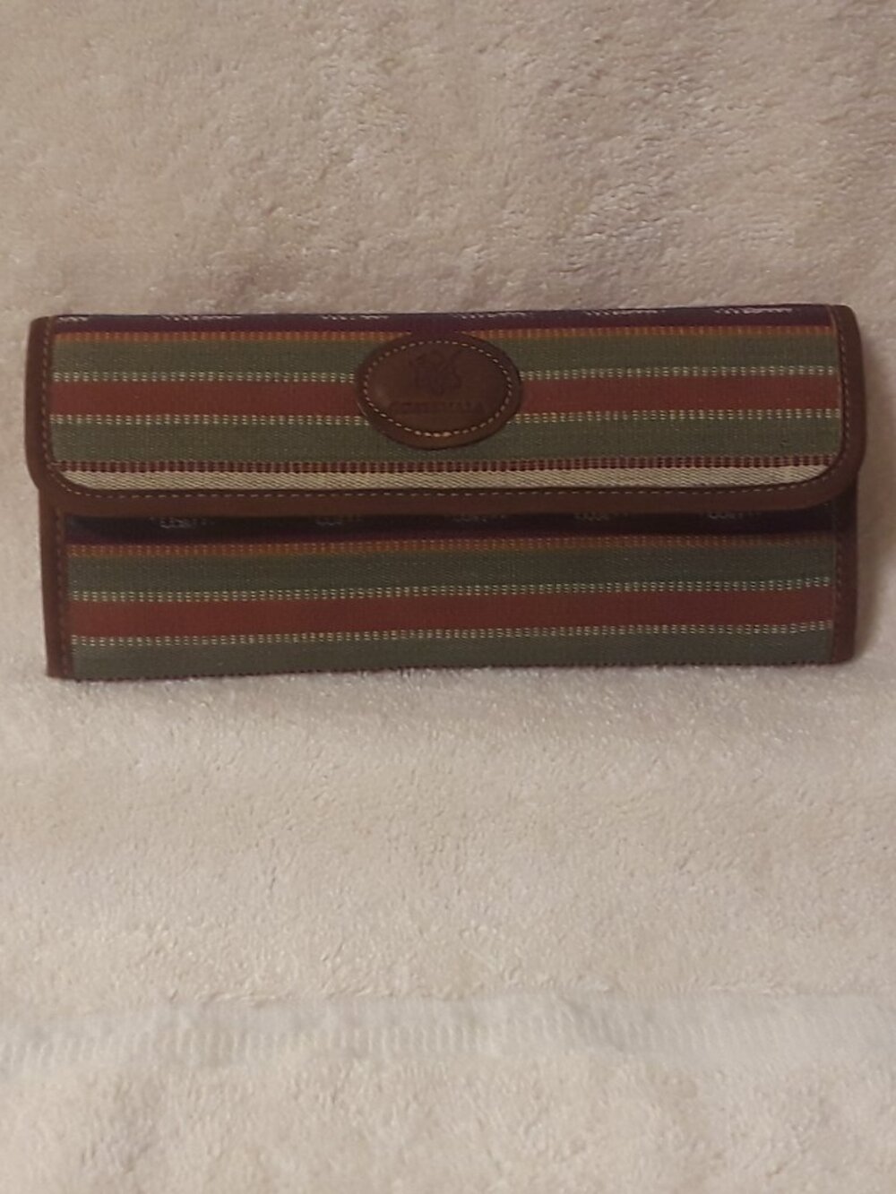 Wallet Woven Striped Fabric Clutch Guatemala with Suede Interior, Snap Closure